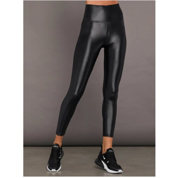 Carbon38 Pants - CARBON38 High Rise 7/8 Legging in Takara Shine Black Metallic Shimmer Size Small